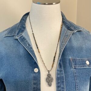 STELLA & DOT RELIC DRUZY STONE NECKLACE